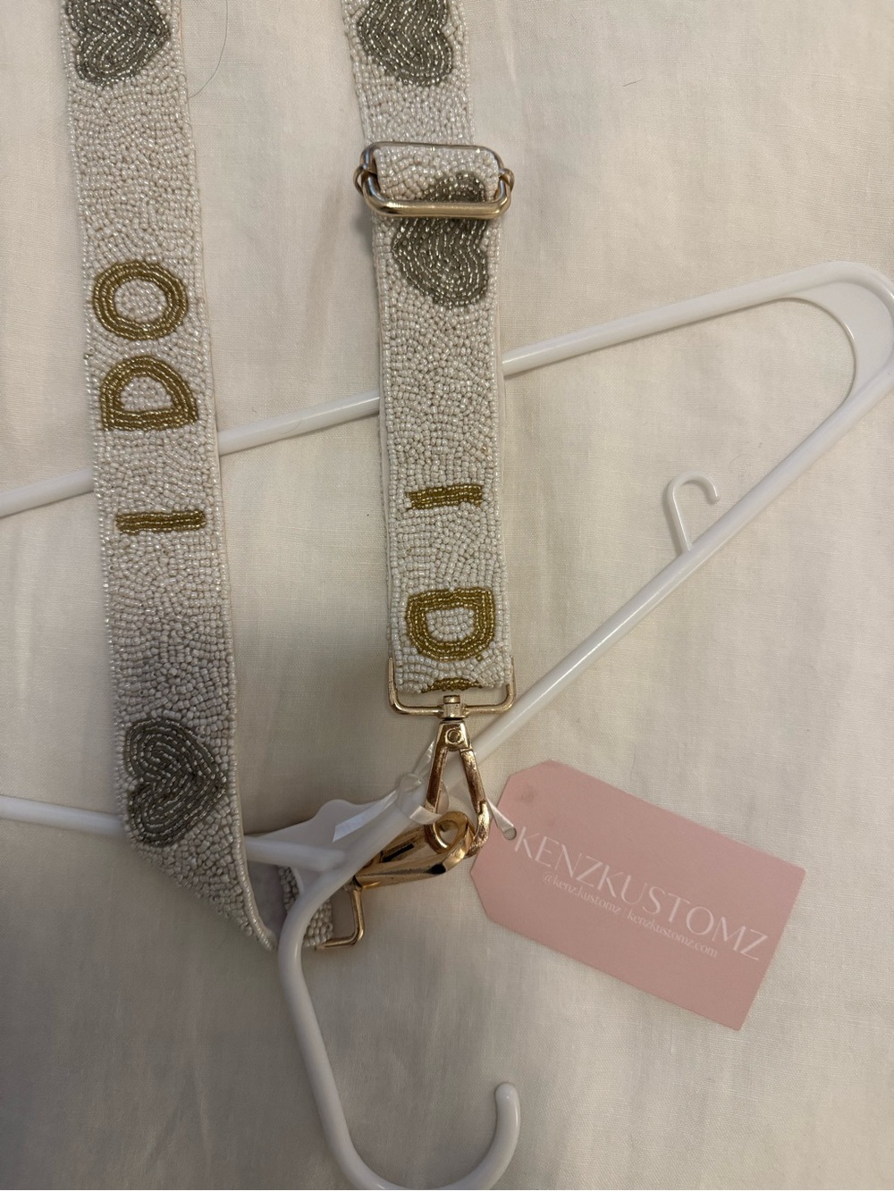 Ivory Beaded Strap with Gold Accents